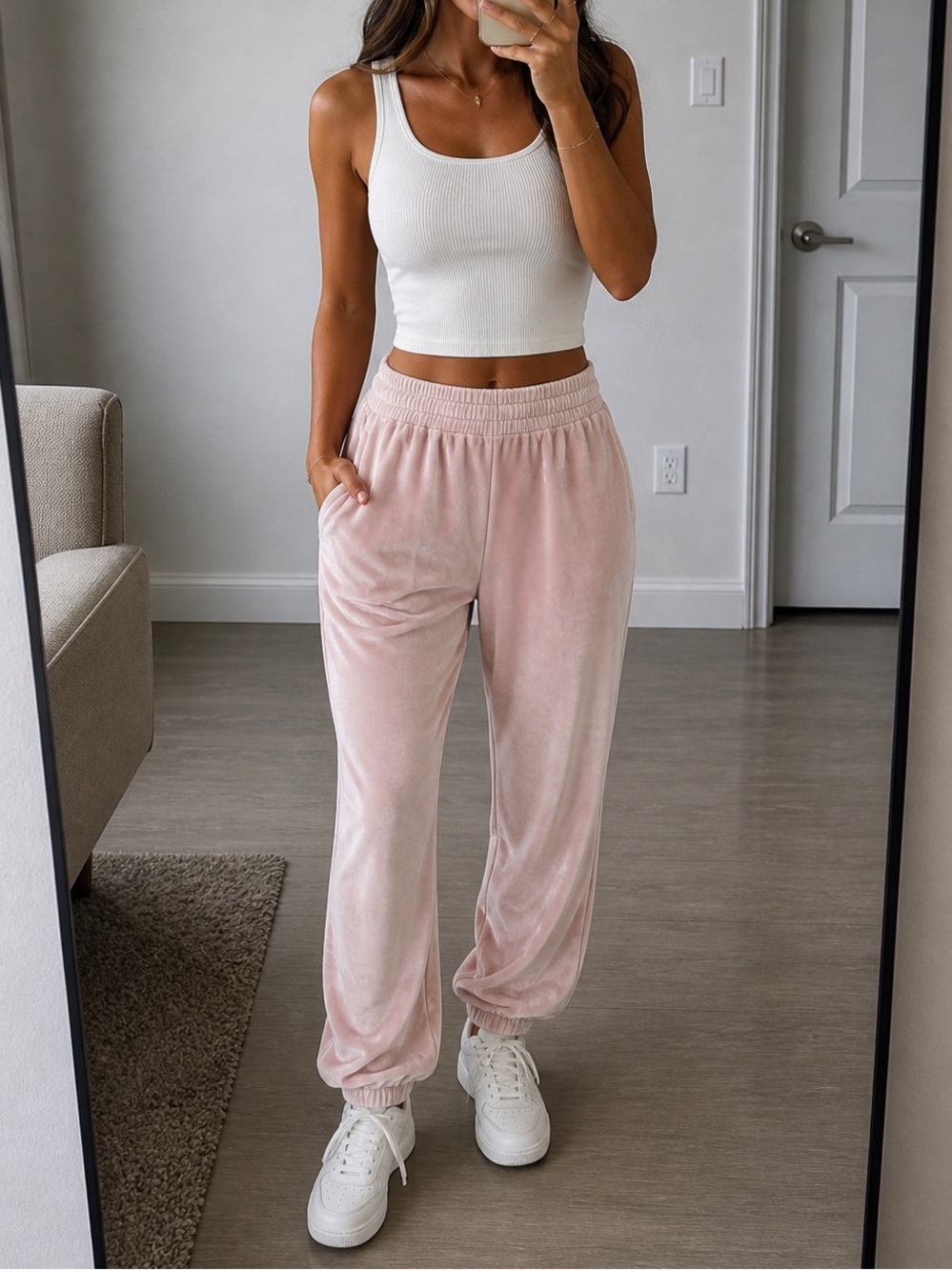 SKIMS Velour Velvety Soft Pink Jogger Pants